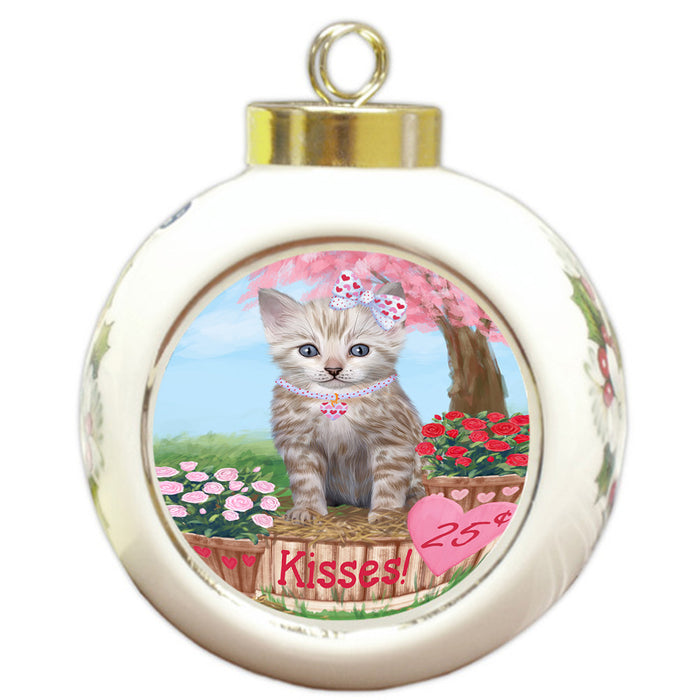Rosie 25 Cent Kisses Bengal Cat Round Ball Christmas Ornament RBPOR56171