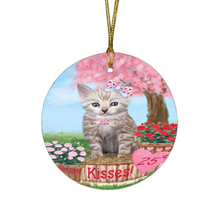 Rosie 25 Cent Kisses Bengal Cat Round Flat Christmas Ornament RFPOR56171