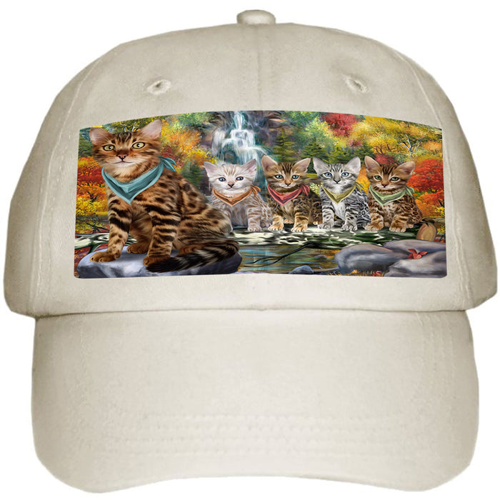 Scenic Waterfall Bengal Cats Ball Hat Cap HAT59205