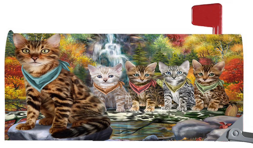 Scenic Waterfall Bengal Cats Magnetic Mailbox Cover MBC48706