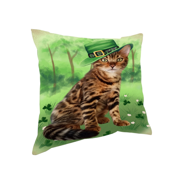 St. Patricks Day Irish Portrait Bengal Cat Pillow PIL86020