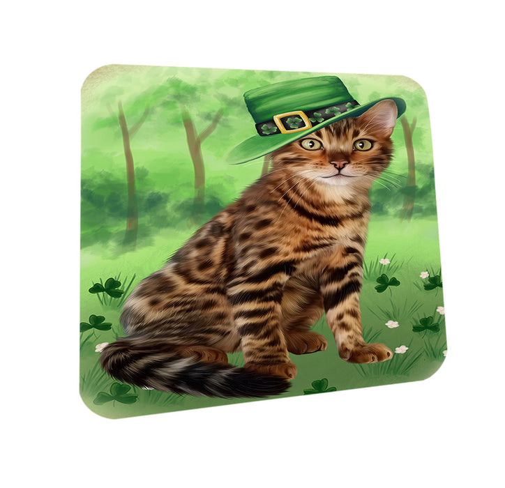 St. Patricks Day Irish Portrait Bengal Cat Coasters Set of 4 CST56935