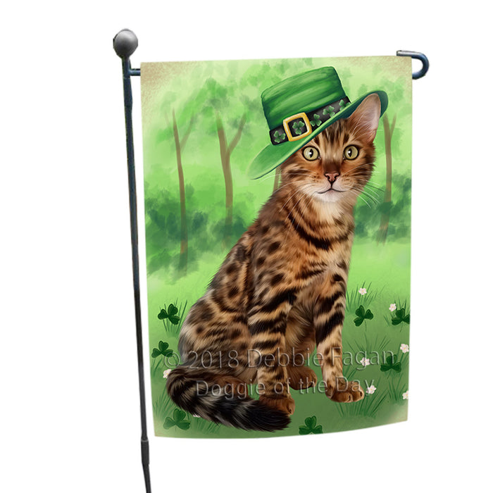 St. Patricks Day Irish Portrait Bengal Cat Garden Flag GFLG64945