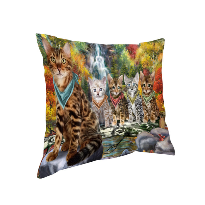 Scenic Waterfall Bengal Cats Pillow PIL63660
