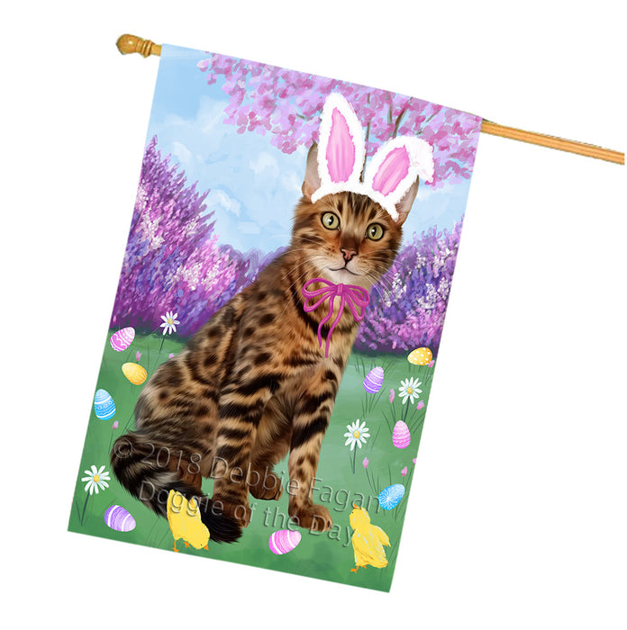 Easter Holiday Bengal Cat House Flag FLG57579