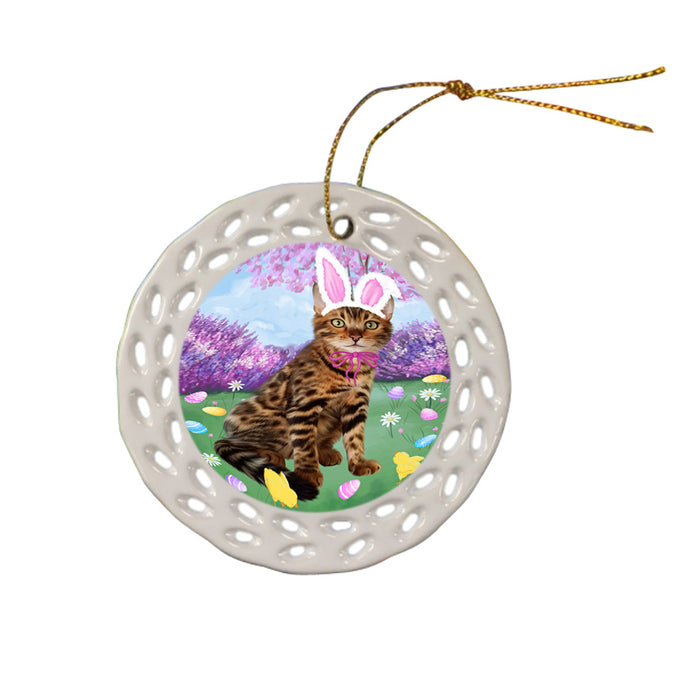 Easter Holiday Bengal Cat Ceramic Doily Ornament DPOR57274