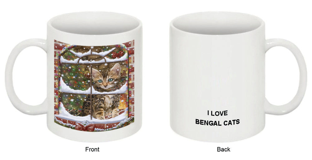 Please Come Home For Christmas Bengal Cat Sitting In Window Coffee Mug MUG49012