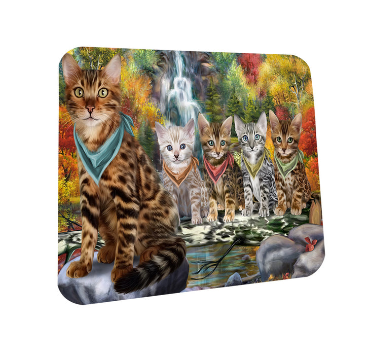 Scenic Waterfall Bengal Cats Coasters Set of 4 CST51783