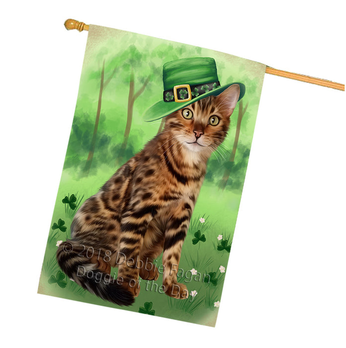 St. Patricks Day Irish Portrait Bengal Cat House Flag FLG65001