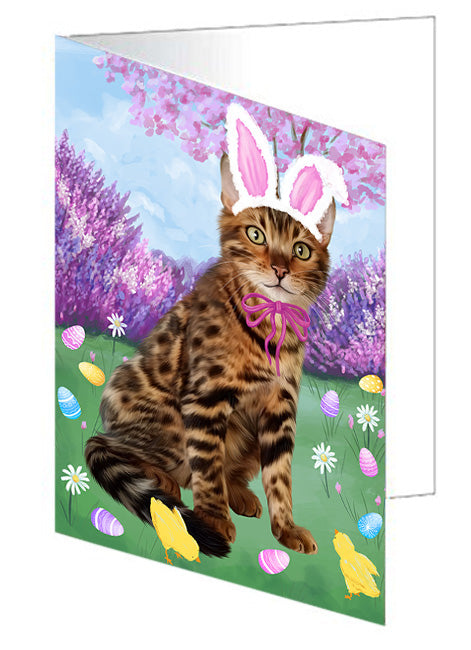 Easter Holiday Bengal Cat Handmade Artwork Assorted Pets Greeting Cards and Note Cards with Envelopes for All Occasions and Holiday Seasons GCD76133