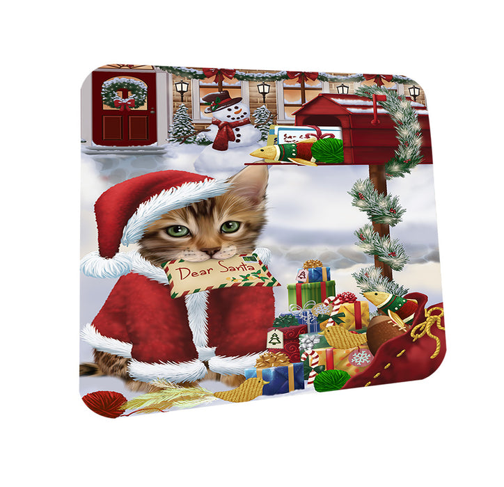 Bengal Cat Dear Santa Letter Christmas Holiday Mailbox Coasters Set of 4 CST53479