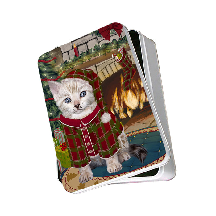 The Stocking was Hung Bengal Cat Photo Storage Tin PITN55143