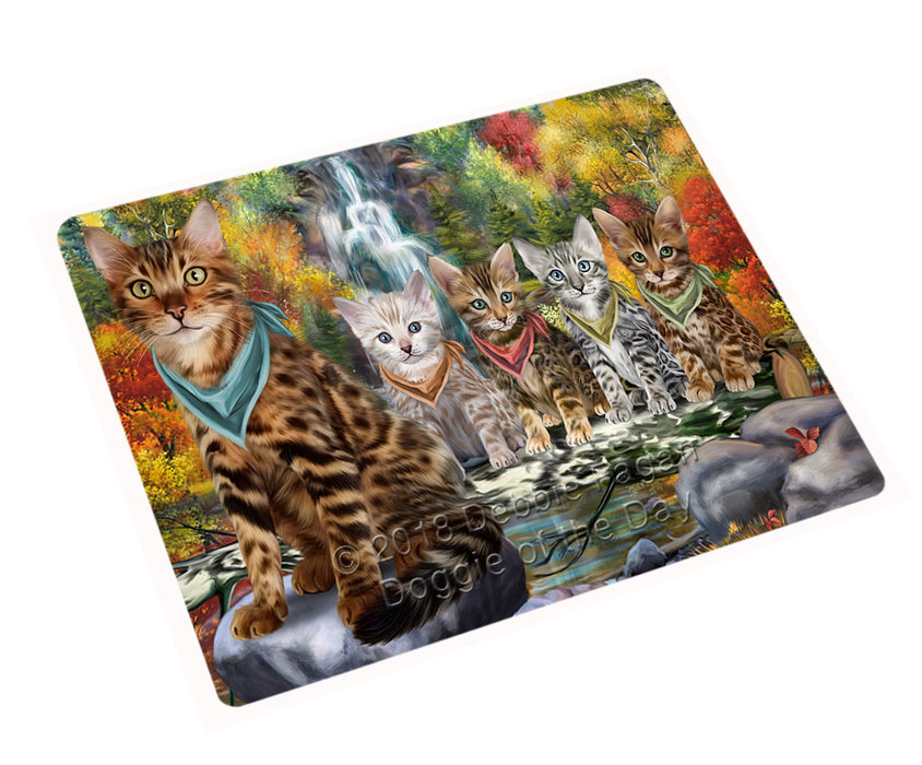 Scenic Waterfall Bengal Cats Large Refrigerator / Dishwasher Magnet RMAG71442