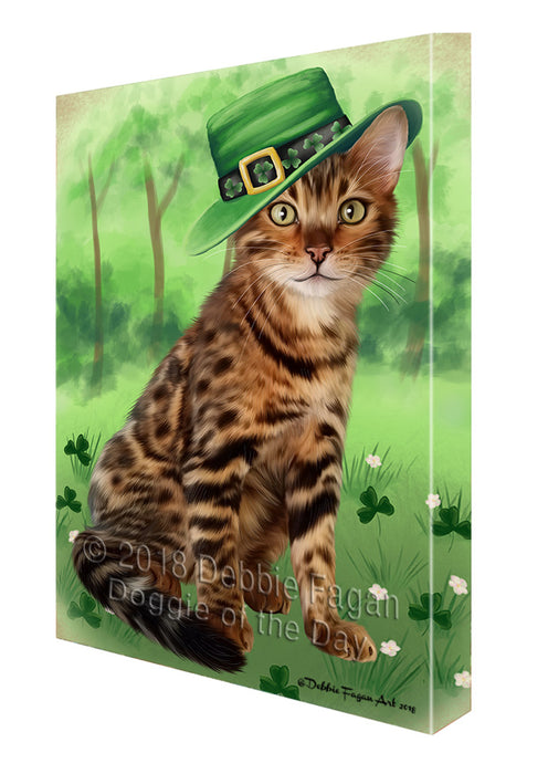 St. Patricks Day Irish Portrait Bengal Cat Canvas Print Wall Art Décor CVS135233