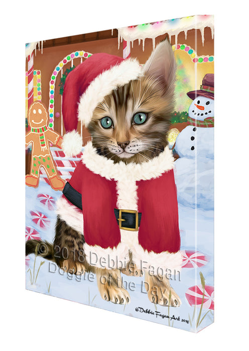 Christmas Gingerbread House Candyfest Bengal Cat Dog Canvas Print Wall Art Décor CVS127781