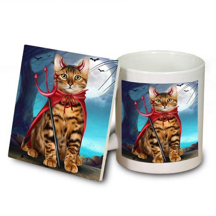 Happy Halloween Trick or Treat Bengal Cat Mug and Coaster Set MUC54488
