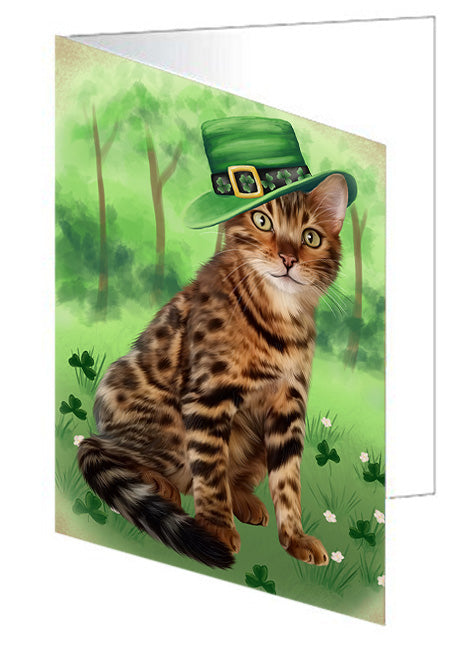 St. Patricks Day Irish Portrait Bengal Cat Handmade Artwork Assorted Pets Greeting Cards and Note Cards with Envelopes for All Occasions and Holiday Seasons GCD76445