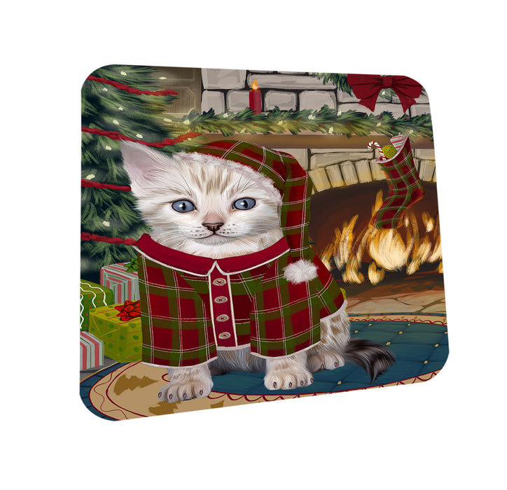 The Stocking was Hung Bengal Cat Coasters Set of 4 CST55158
