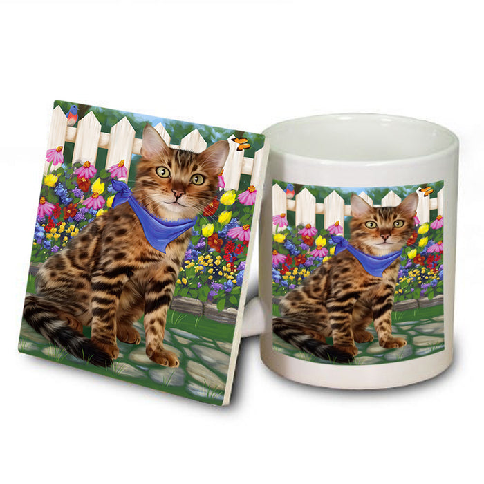 Spring Floral Bengal Cat Mug and Coaster Set MUC52173