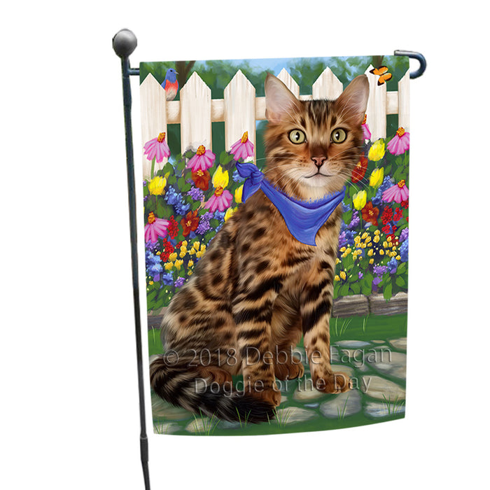 Spring Floral Bengal Cat Garden Flag GFLG52178