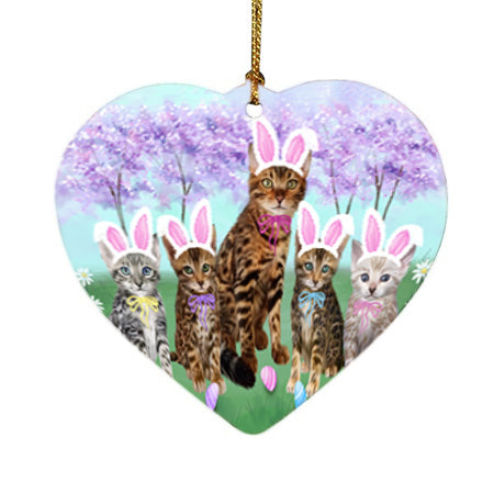 Easter Holiday Bengal Cats Heart Christmas Ornament HPOR57275