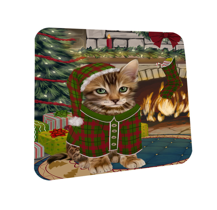 The Stocking was Hung Bengal Cat Coasters Set of 4 CST55159