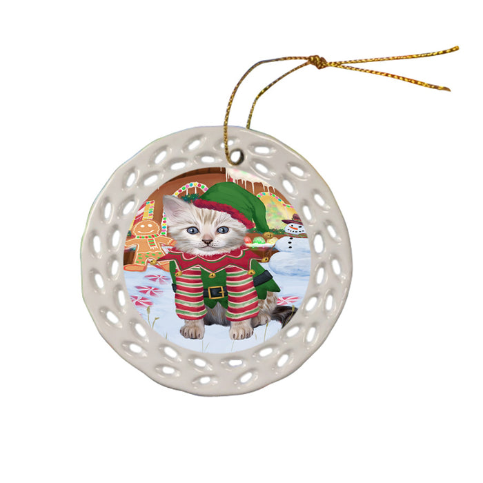 Christmas Gingerbread House Candyfest Bengal Cat Dog Ceramic Doily Ornament DPOR56530