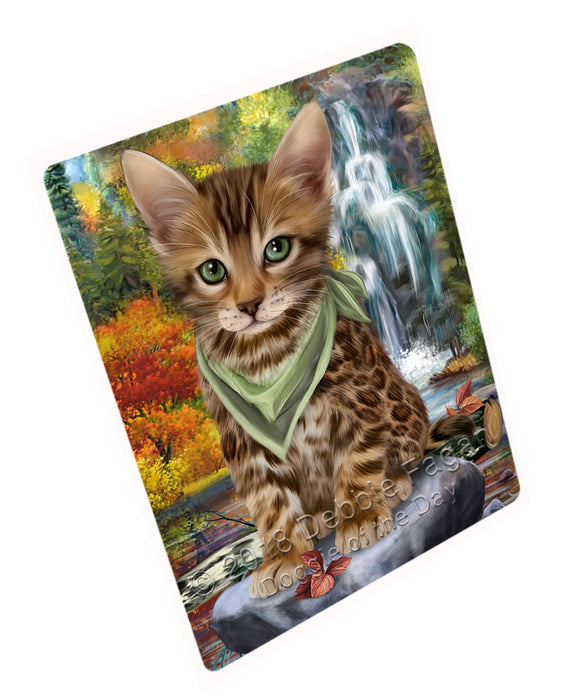 Scenic Waterfall Bengal Cat Large Refrigerator / Dishwasher Magnet RMAG71448
