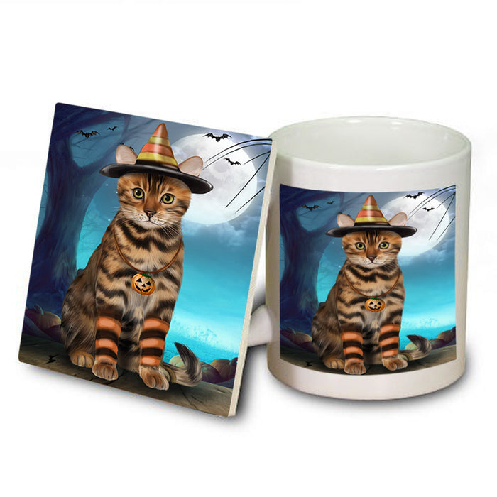 Happy Halloween Trick or Treat Bengal Cat Mug and Coaster Set MUC54489