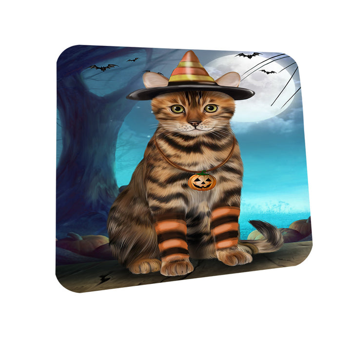 Happy Halloween Trick or Treat Bengal Cat Coasters Set of 4 CST54455