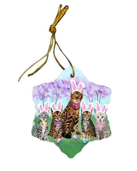 Easter Holiday Bengal Cats Star Porcelain Ornament SPOR57275