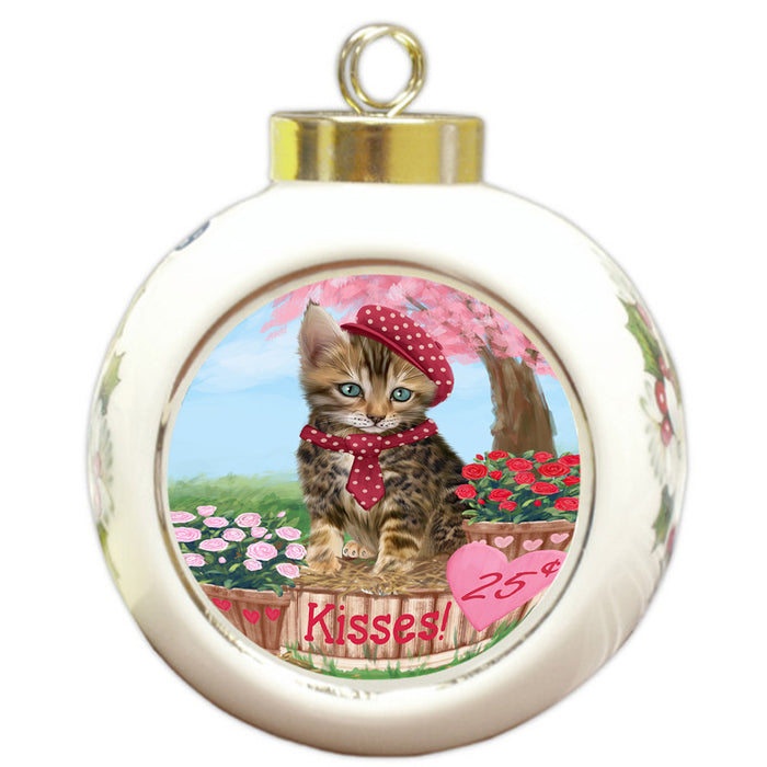 Rosie 25 Cent Kisses Bengal Cat Round Ball Christmas Ornament RBPOR56172