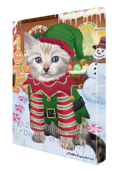 Christmas Gingerbread House Candyfest Bengal Cat Dog Canvas Print Wall Art Décor CVS127790
