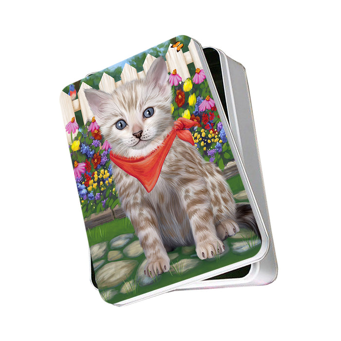 Spring Floral Bengal Cat Photo Storage Tin PITN52234