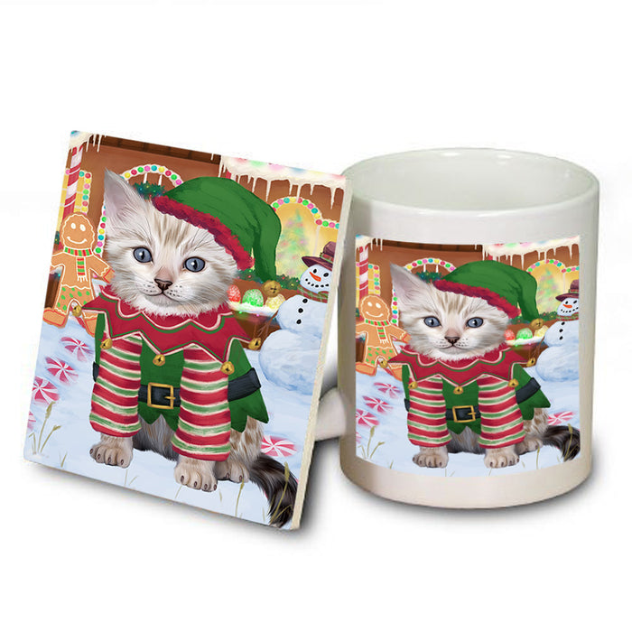 Christmas Gingerbread House Candyfest Bengal Cat Dog Mug and Coaster Set MUC56166