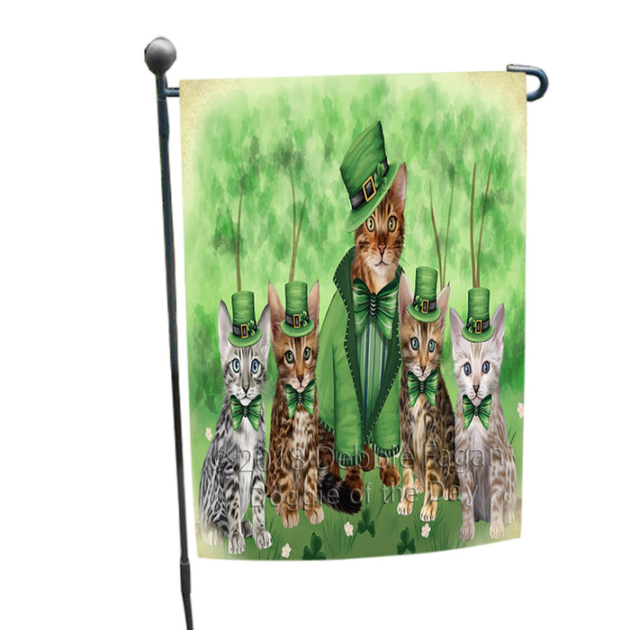 St. Patricks Day Irish Portrait Bengal Cats Garden Flag GFLG64946
