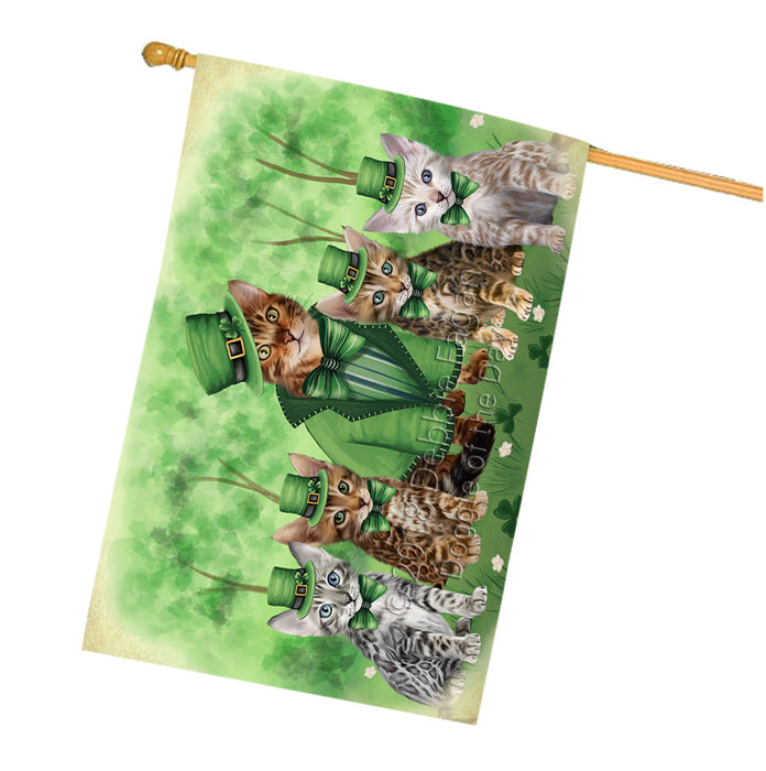 St. Patricks Day Irish Portrait Bengal Cats House Flag FLG65002