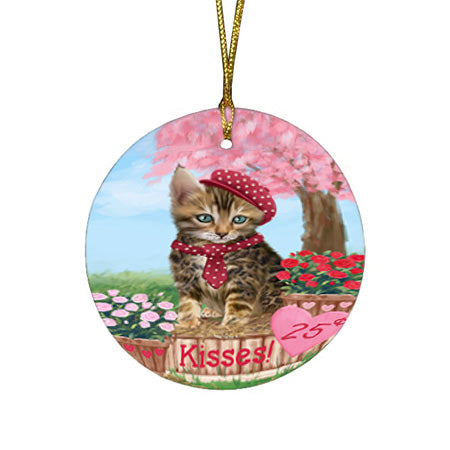 Rosie 25 Cent Kisses Bengal Cat Round Flat Christmas Ornament RFPOR56172