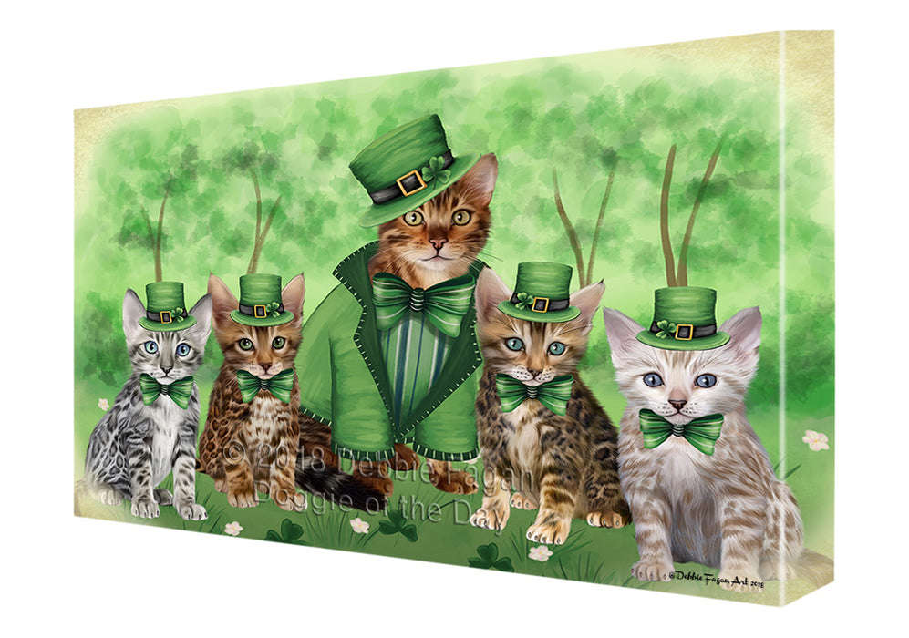 St. Patricks Day Irish Portrait Bengal Cats Canvas Print Wall Art Décor CVS135242