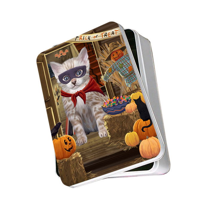 Enter at Own Risk Trick or Treat Halloween Bengal Cat Photo Storage Tin PITN52990