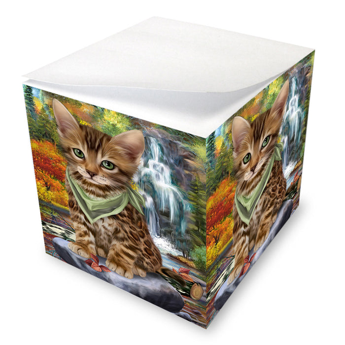 Scenic Waterfall Bengal Cat Note Cube NOC51825