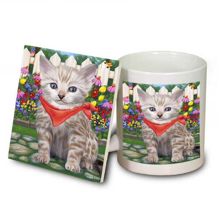 Spring Floral Bengal Cat Mug and Coaster Set MUC52174