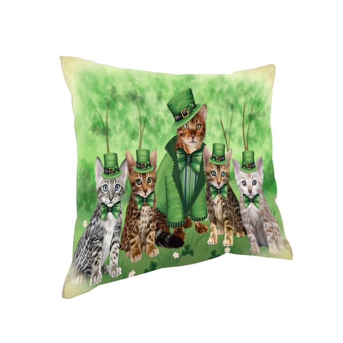 St. Patricks Day Irish Portrait Bengal Cats Pillow PIL86024