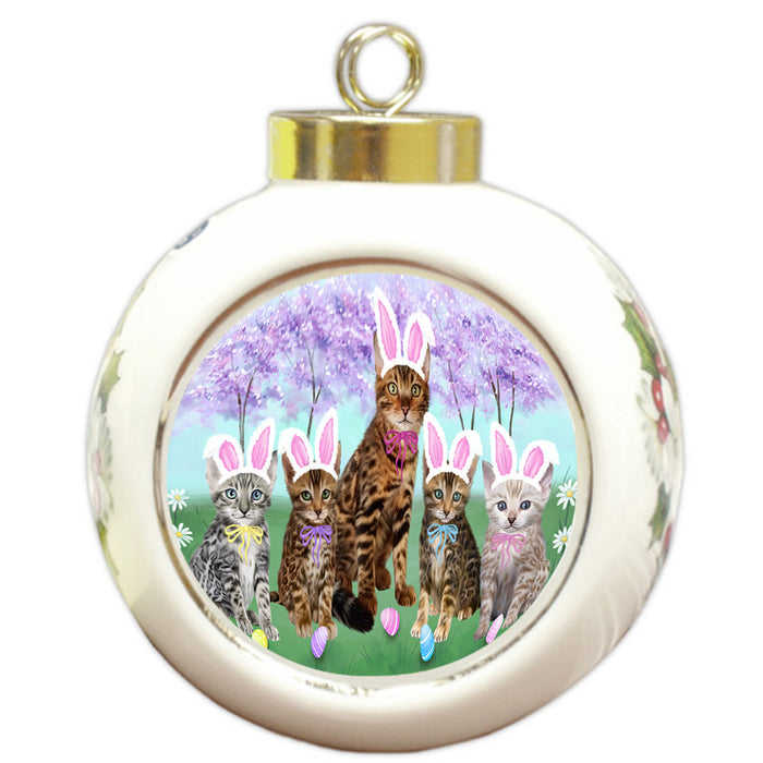 Easter Holiday Bengal Cats Round Ball Christmas Ornament RBPOR57275