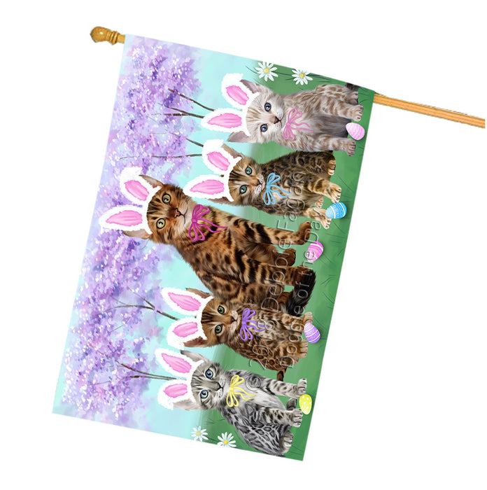 Easter Holiday Bengal Cats House Flag FLG57580