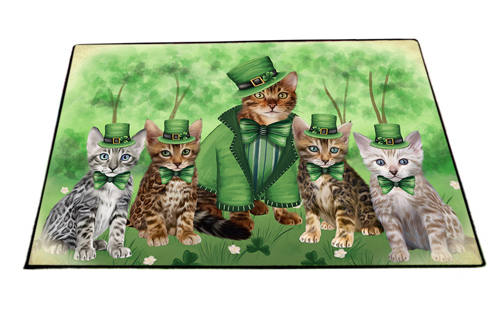 St. Patricks Day Irish Portrait Bengal Cats Floormat FLMS54191