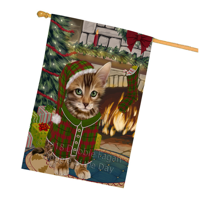 The Stocking was Hung Bengal Cat House Flag FLG55630