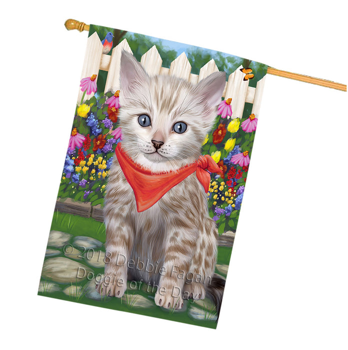 Spring Floral Bengal Cat House Flag FLG52315