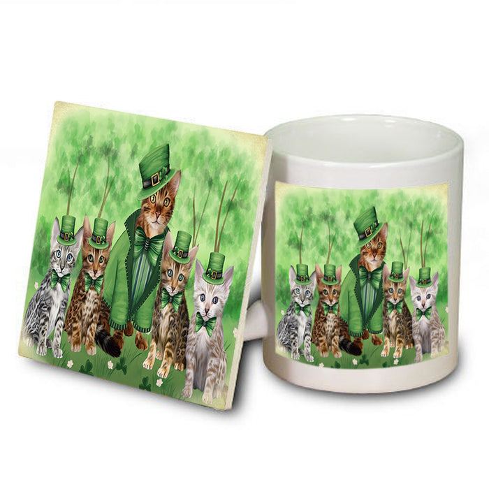 St. Patricks Day Irish Portrait Bengal Cats Mug and Coaster Set MUC56970