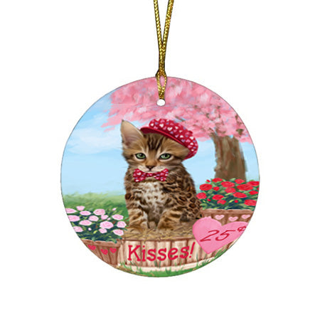 Rosie 25 Cent Kisses Bengal Cat Round Flat Christmas Ornament RFPOR56173